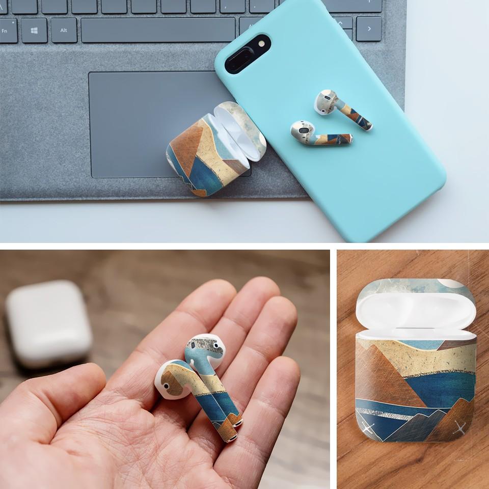 Miếng dán skin cho AirPods in hình giả sơn mài - GSM073