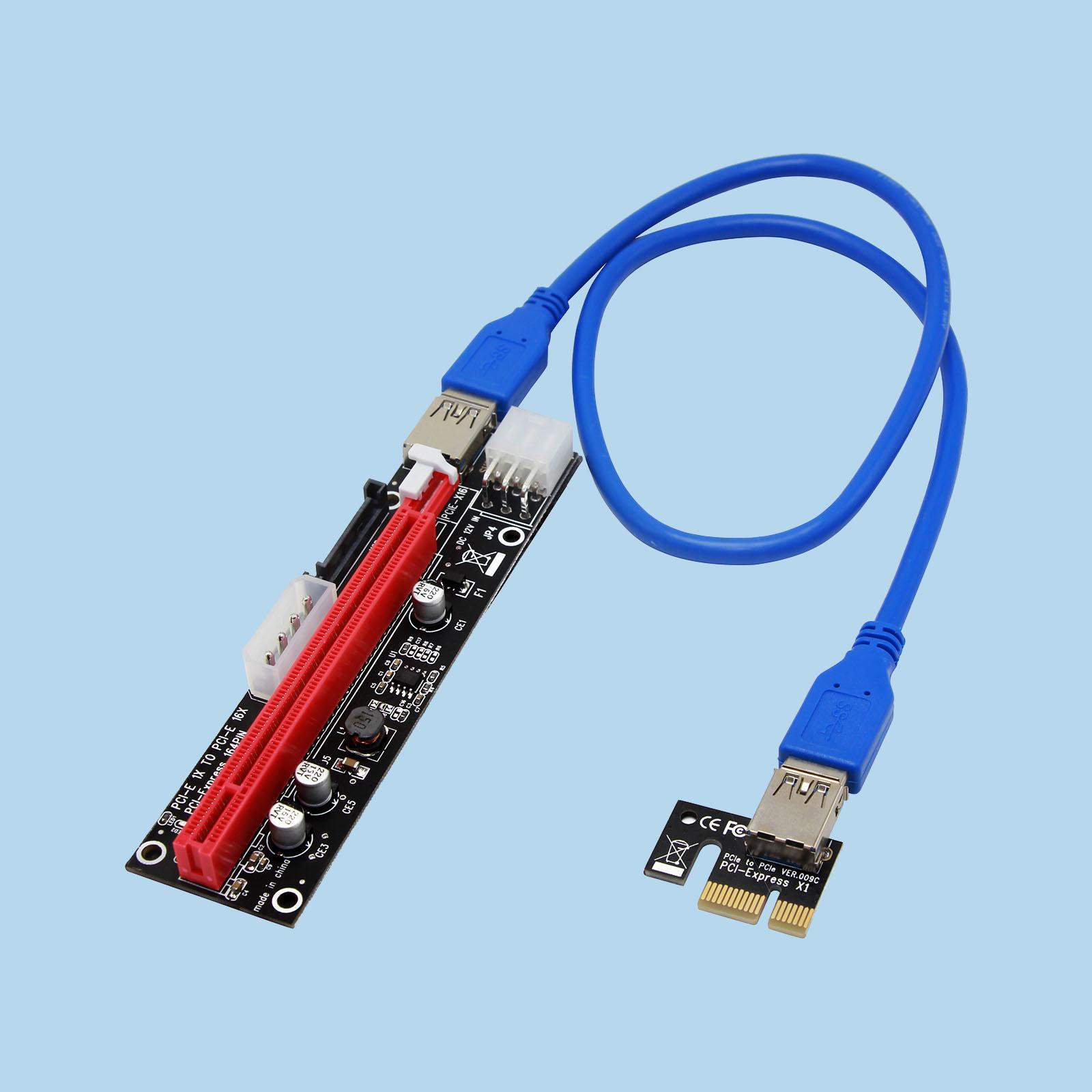 USB3.0 PCI-E Express 1x To16x Extender Riser Card for Mining-Blue