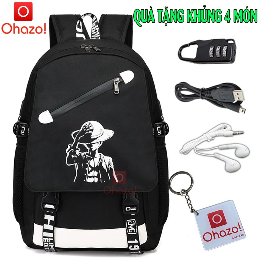 Balo nam nữ thời trang đi học đi chơi Luffy phát sáng -TẶNG cápUSB+Khóasố+TaiNghe+Móckhóa- Cặp đi học cực HOT 2021