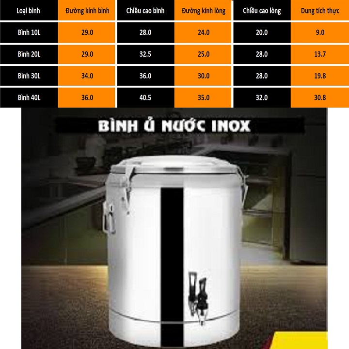 Bình Ủ Trà Giữ Nhiệt Inox 304 Dung Tích 50 Lít Cao Cấp