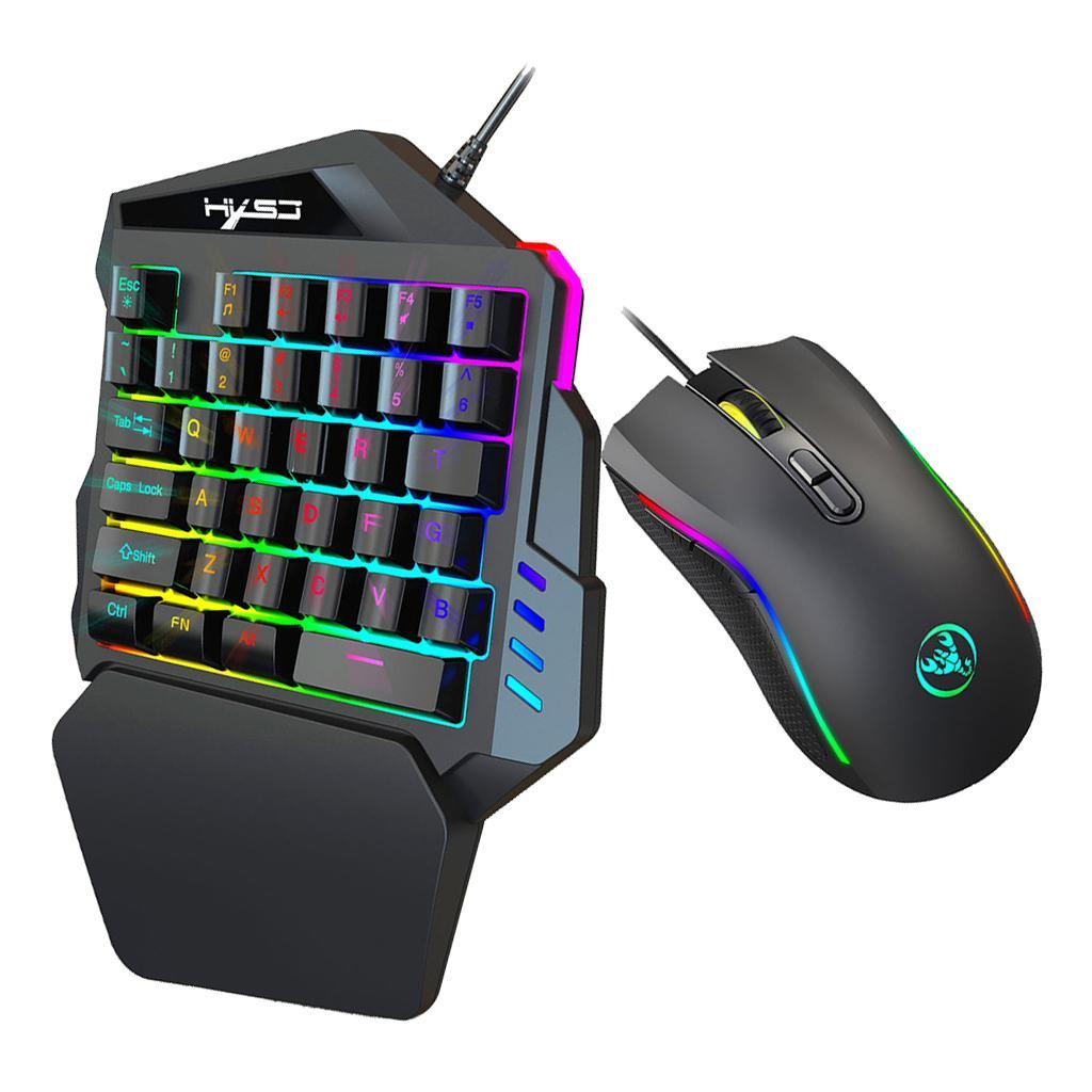 Mini -Handed Gaming Keyboard Mouse Combo USB Wired Game 35 Keys Accessory