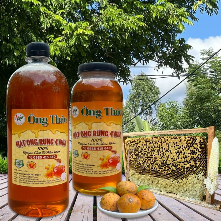 1 lít Mật ong nguyên chất hoa rừng - Mật ong sạch đạt chuẩn , không kháng sinh , không thuốc BVTV - Mật Ong Ông Thảo