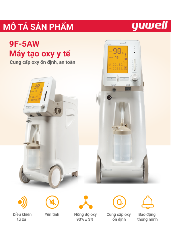 Máy tạo oxy y tế Yuwell 9F-5AW