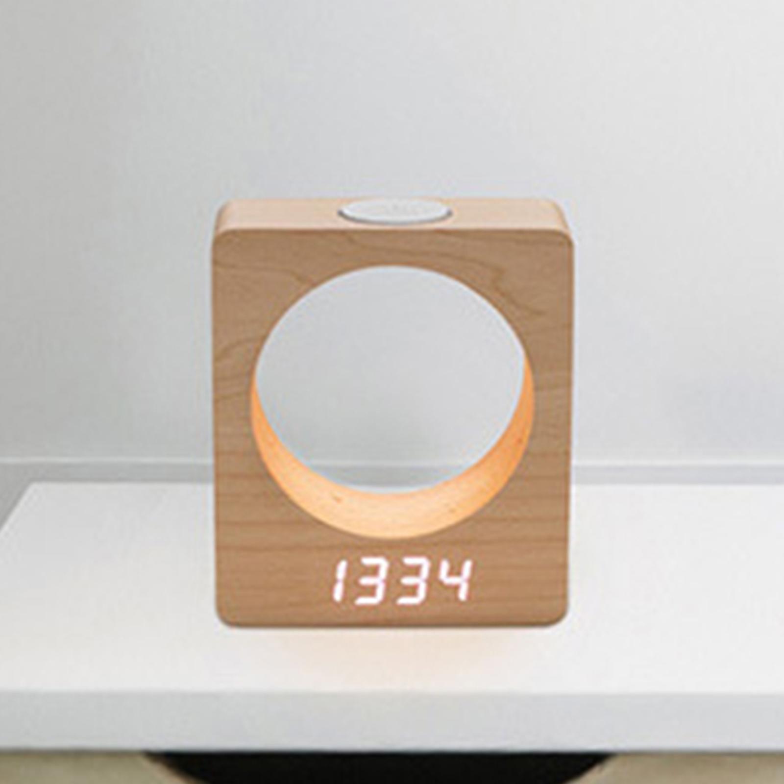 Alarm Clock Wooden LED 3 Alarm Settings for Desktop Children Heavy Sleepers Adults