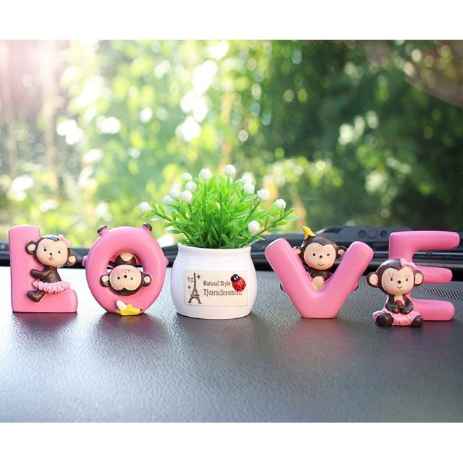 Set khỉ love trang trí taplo ô tô, táp lô xe hơi - Hoàng Đông Shop.