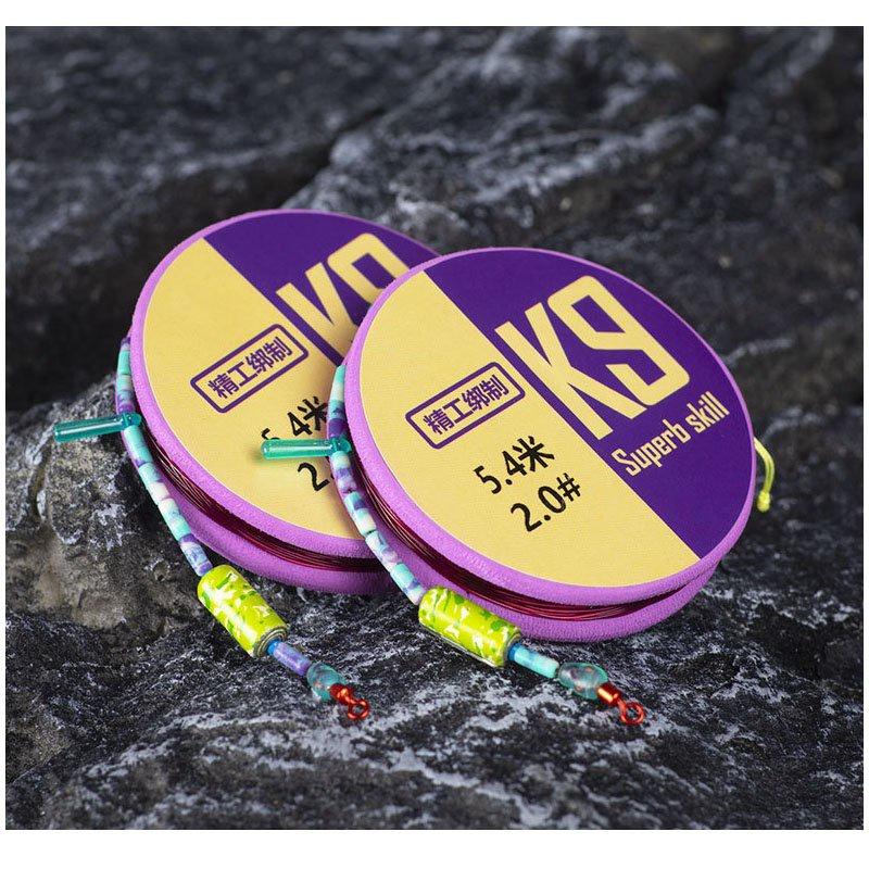 Bộ dây trục câu đơn câu đài buộc sẵn cước câu cá tàng hình đủ kích cỡ, trục săn hàng K9