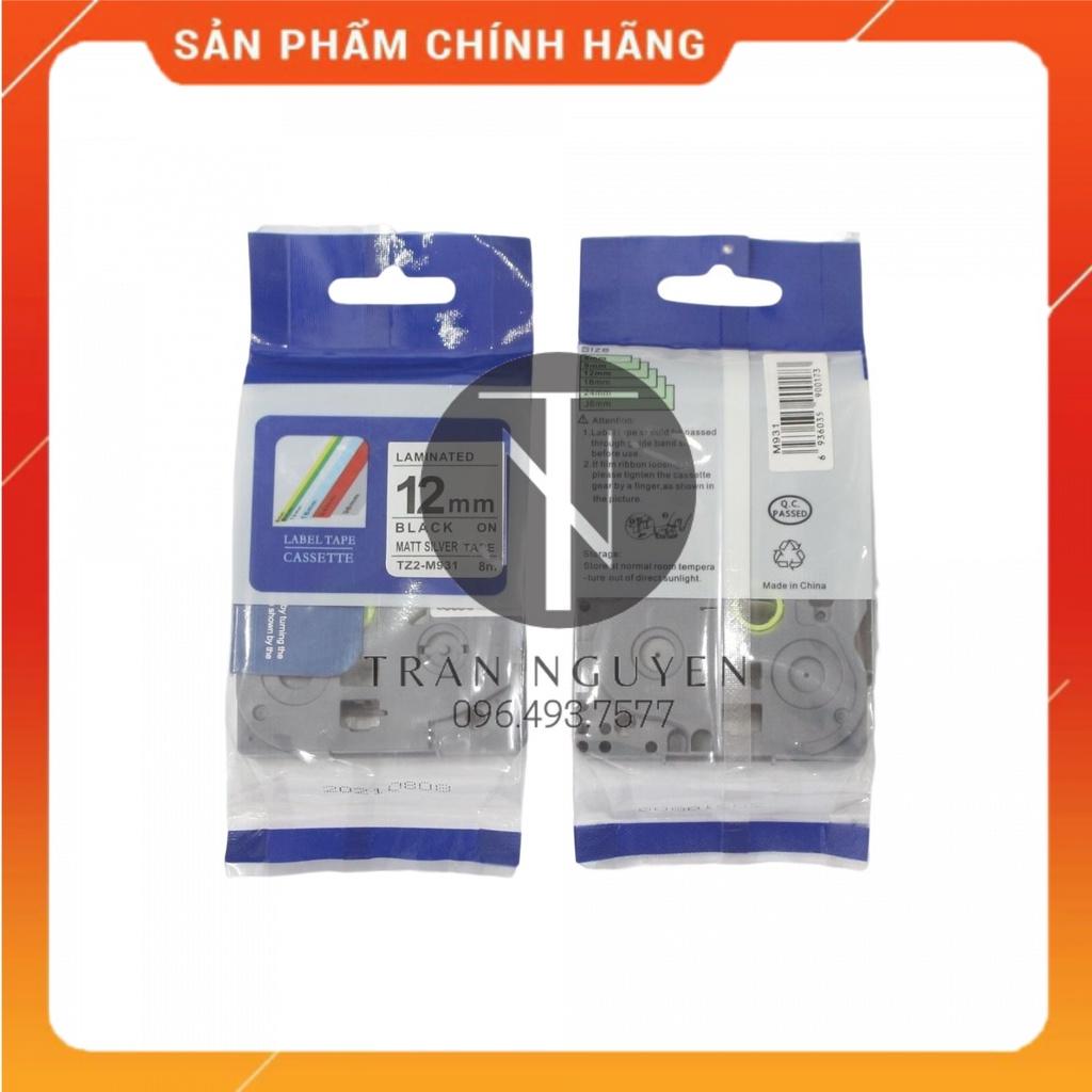 Nhãn In Brother Tz2-m931 - Đen nền bạc 12mm x 8m - Hàng nhập khẩu
