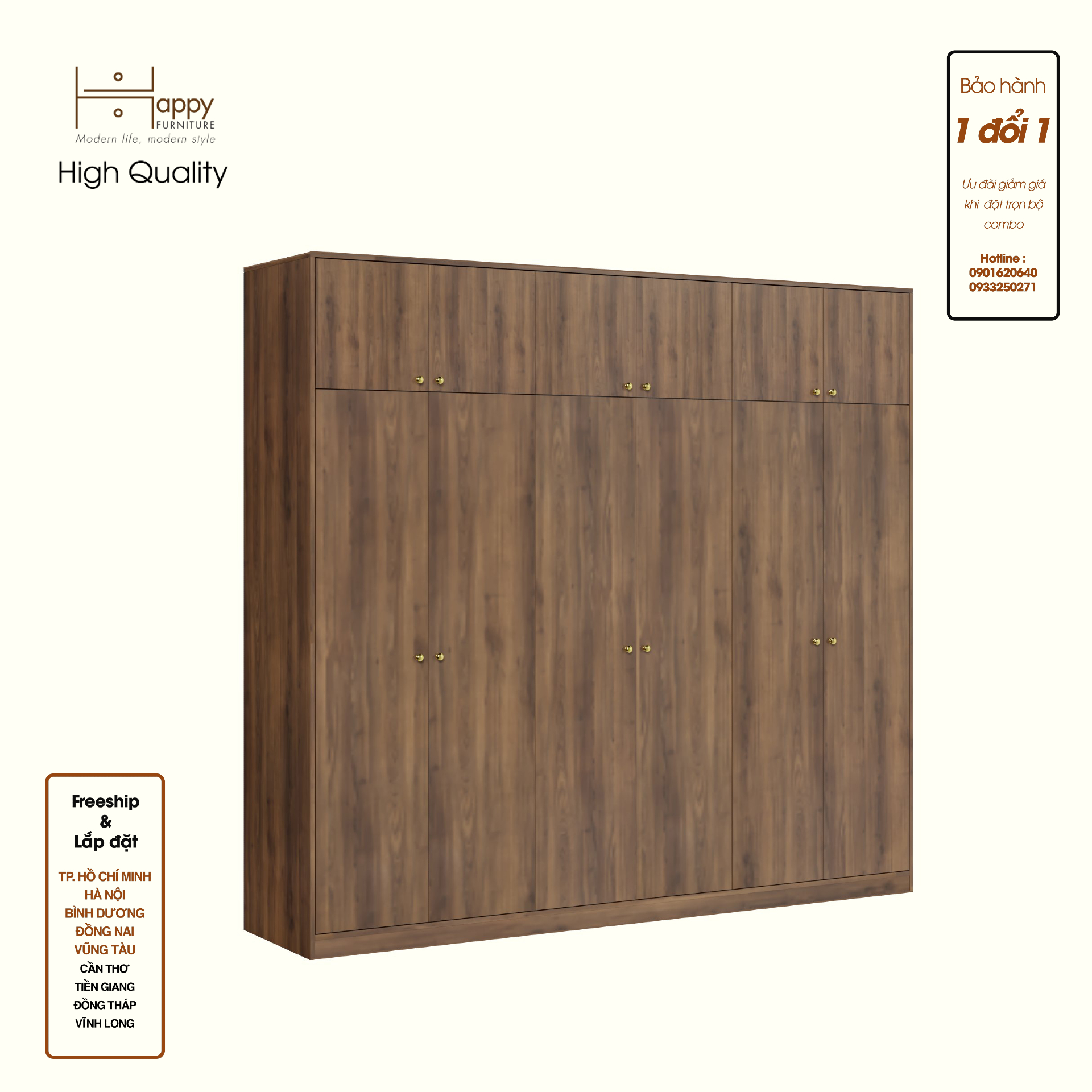 ELEGANT, Tủ quần áo 2m4x2m2 , 240cm x 54cm x 220cm , TCM_044