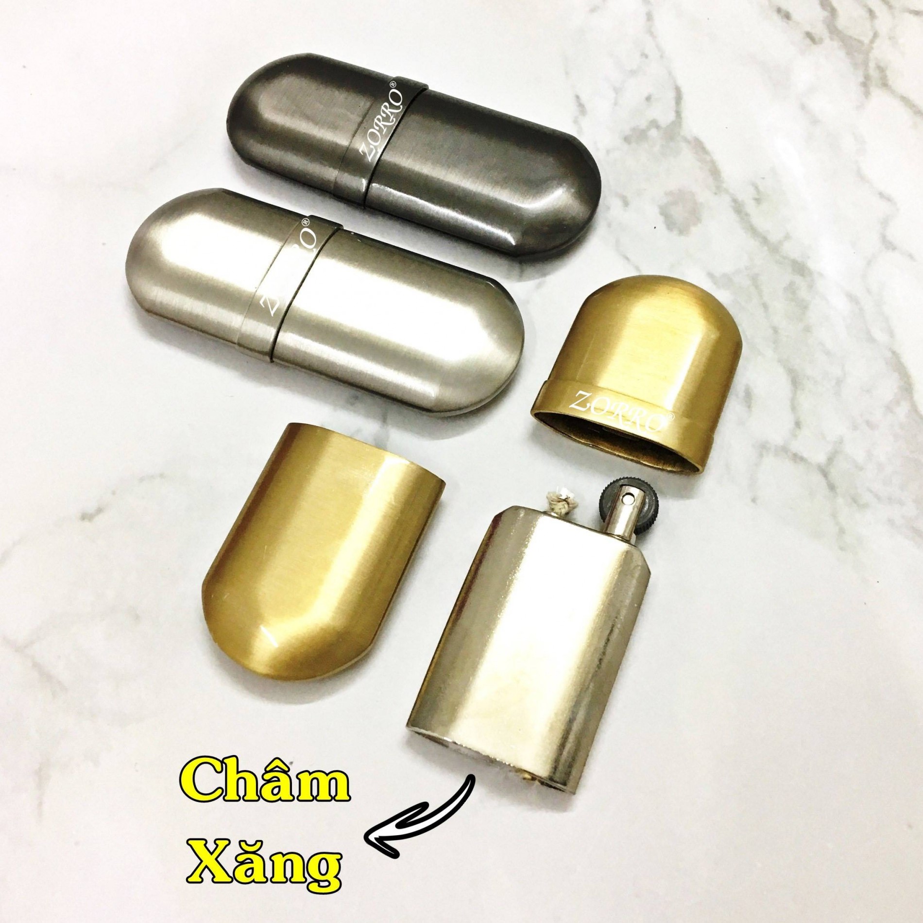 Hộp quẹt bật lửa xăng đá cổ 1 bánh xe siêu mỏng - (xài xăng)