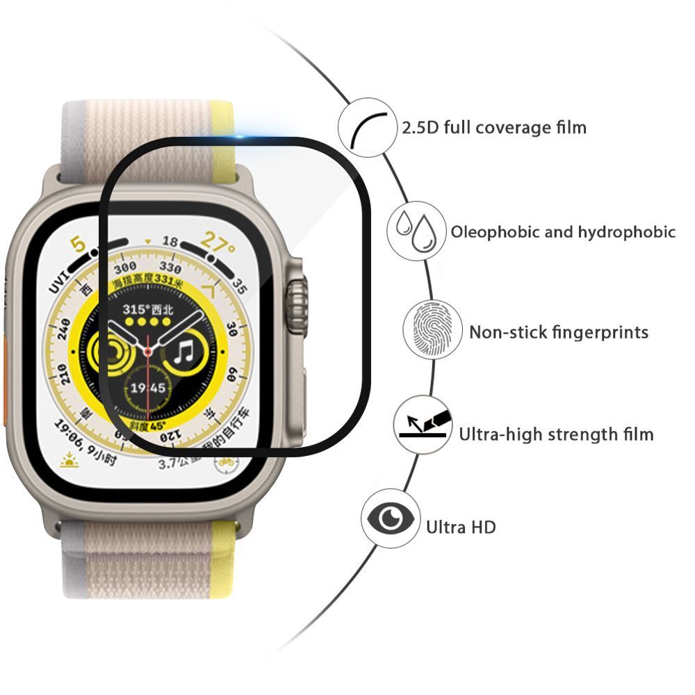 Miếng dán kính cường lực Full 3D cho Apple Watch Ultra 49mm Series 8 hiệu ANANK Protector Pro (Chống va đập, vát cạnh 2.5D, hạn chế vân tay) - hàng nhập khẩu