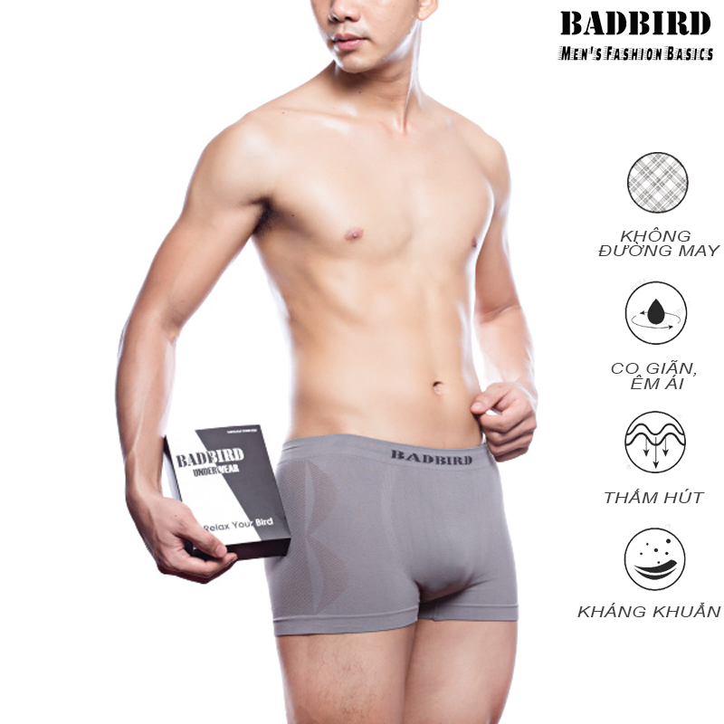 Quần Lót Nam Không đường may cao cấp BADBIRD, quần lót nam, quần sịp nam dạng boxer, Thương hiệu Việt