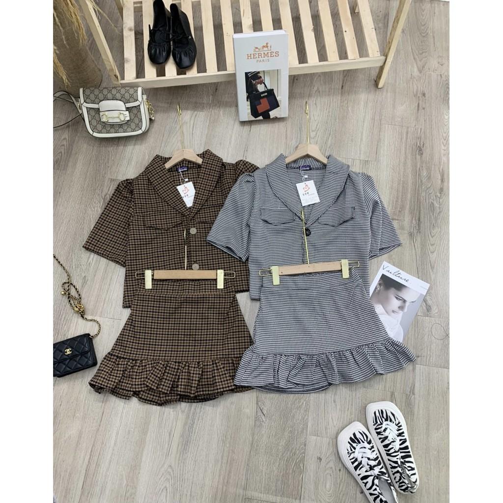 Set Áo Vest Croptop Mix Chân Váy Xòe Đuôi Cá - Bộ Zic Zac Sexy