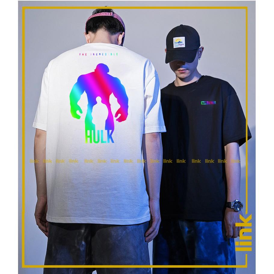 Áo thun unisex tay lỡ avengers phản quang đa sắc