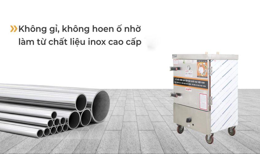 Tủ Hấp Giò Chả, Thực Phẩm 36 Kg Bằng Điện Gas 6 Khay Inox 304 NEWSUN, Năng Suất Cao - Hàng Chính Hãng