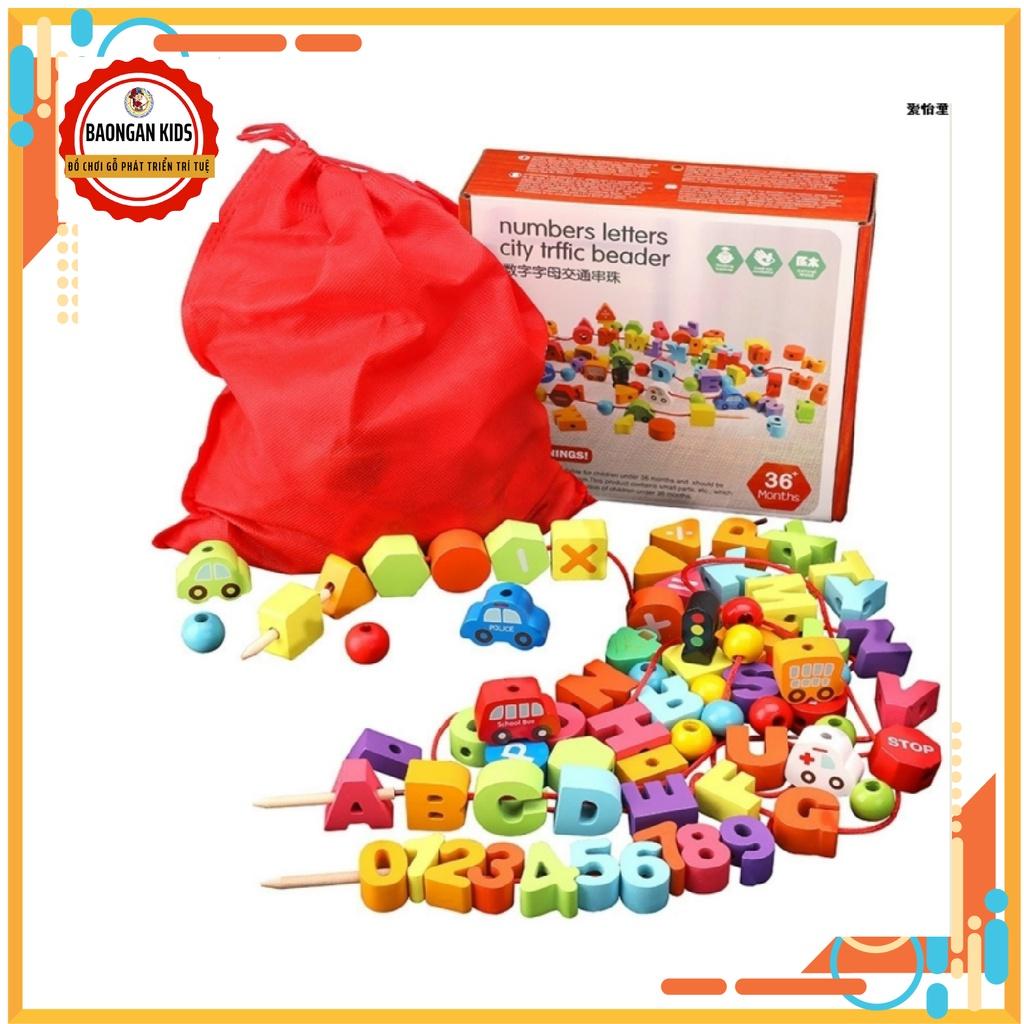 Xâu hạt gỗ 75 chi tiết giúp bé phát triển kỹ năng - Đồ chơi gỗ cho bé