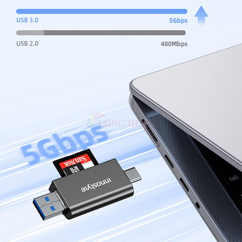 Cổng chuyển đổi Innostyle OTG NexaLink USB-C &amp; USB-A to SD/TF Card Reader CA-ST3 - Hàng chính hãng