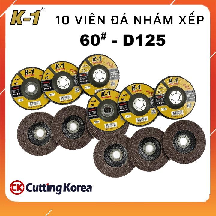 10 viên Đá nhám xếp D125 60# thương hiệu K-1 | Đĩa nhám xếp phi 125mm