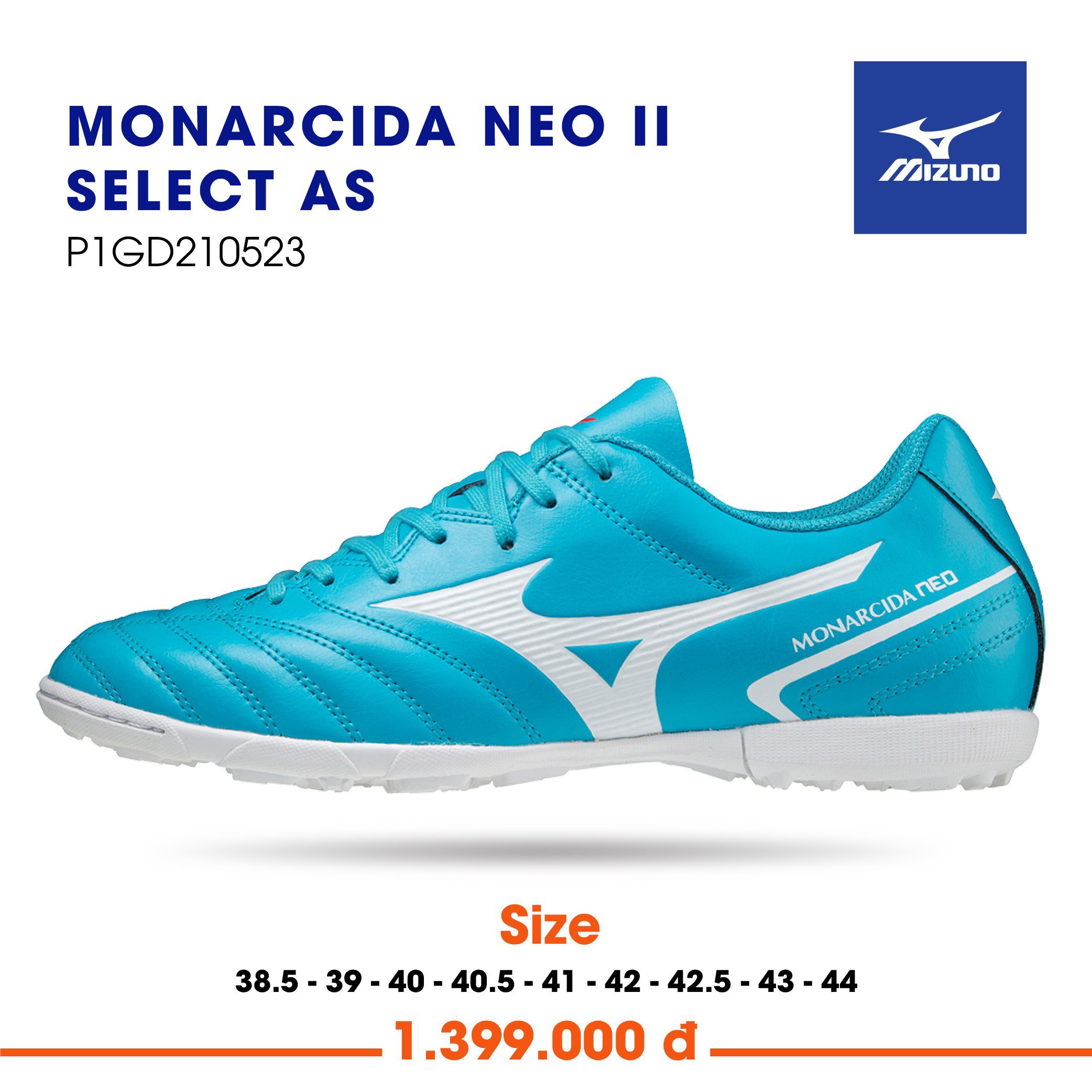 Giày Bóng Đá Mizuno Monarcida Neo II Select AS Xanh Biển - Hàng Chính Hãng Nhật Bản 100%