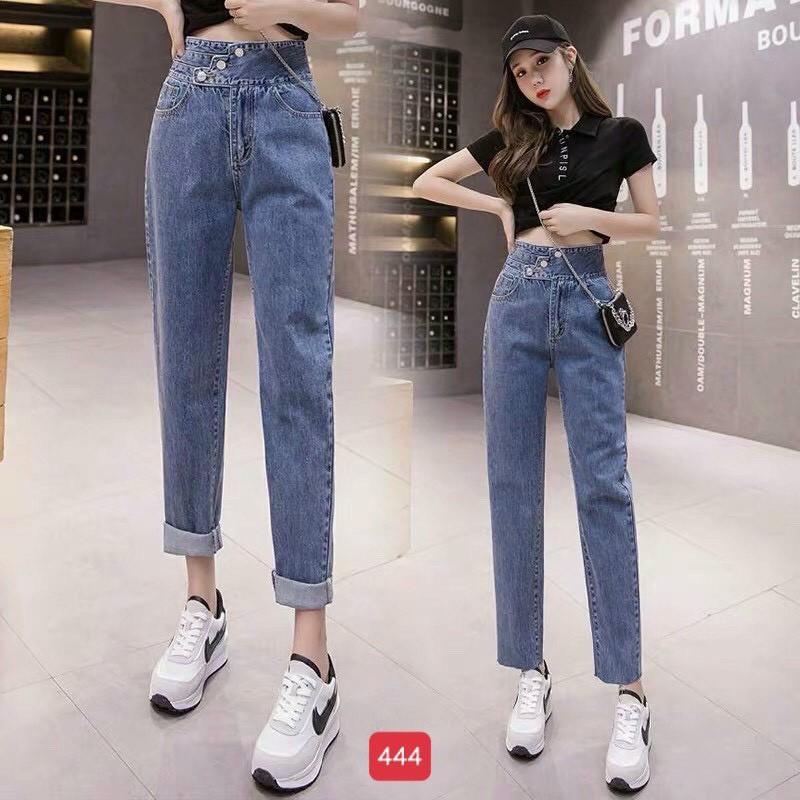 Quần baggy nữ MURADFASHION, quần baggy nữ xanh bó chân lưng cao cá tính phong cách thời trang nữ 2021 bggn444