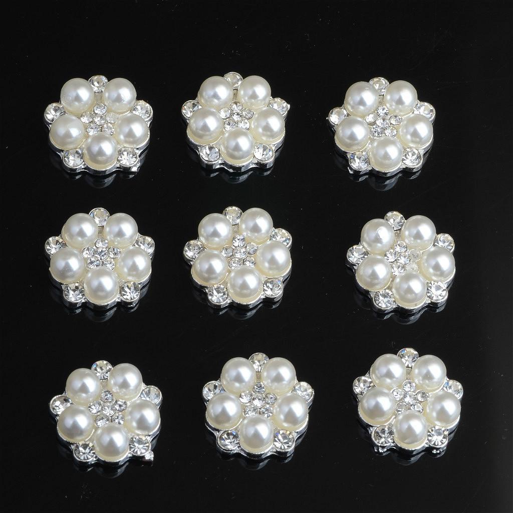 4-20pack 10 Pieces Flatback Embellishment Buttons Pear Flower Wedding