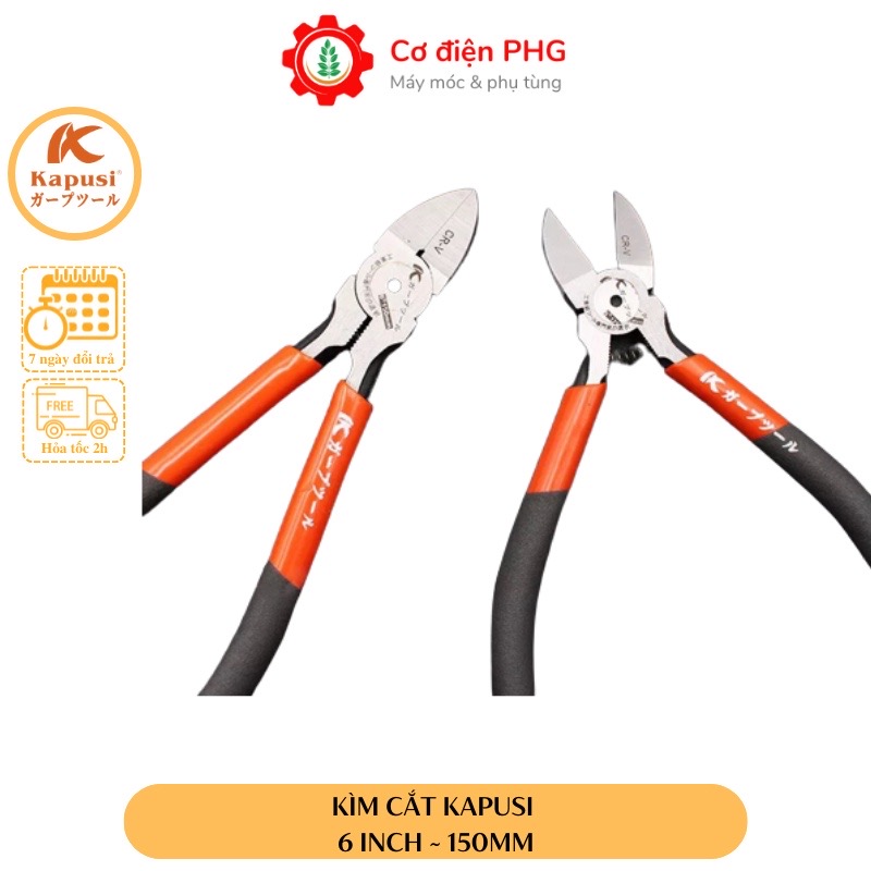 ￼Kềm cắt kỹ thuật công nghiệp Nhật kích cỡ 6 inch Hiệu Kapusi JAPAN thép CR-V cao cấp