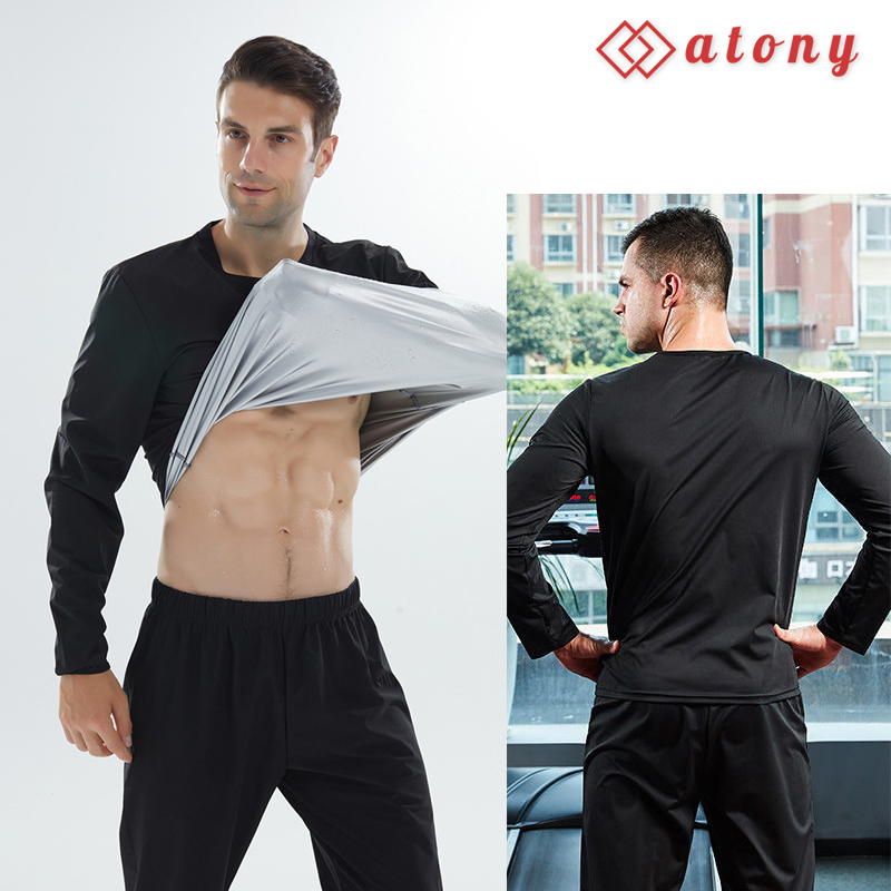 Bộ Đồ Tập Ép Cân Nam ATONY Cao Cấp, Tráng Nano Bạc Sinh Nhiệt Đổ Mồ Hôi, Hỗ Trợ Đốt Mỡ Thừa (Áo Dài Tay + Quần Dài)