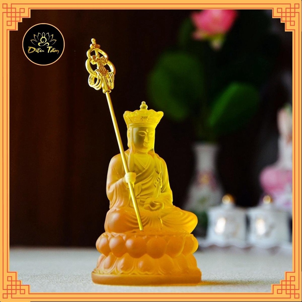 Tượng phật địa tạng vương bồ tát cao 10cm tượng phật để ô tô đồ thờ cúng shop Diệu Tâm mẫu Địa Tạng LL đài sen 10cm