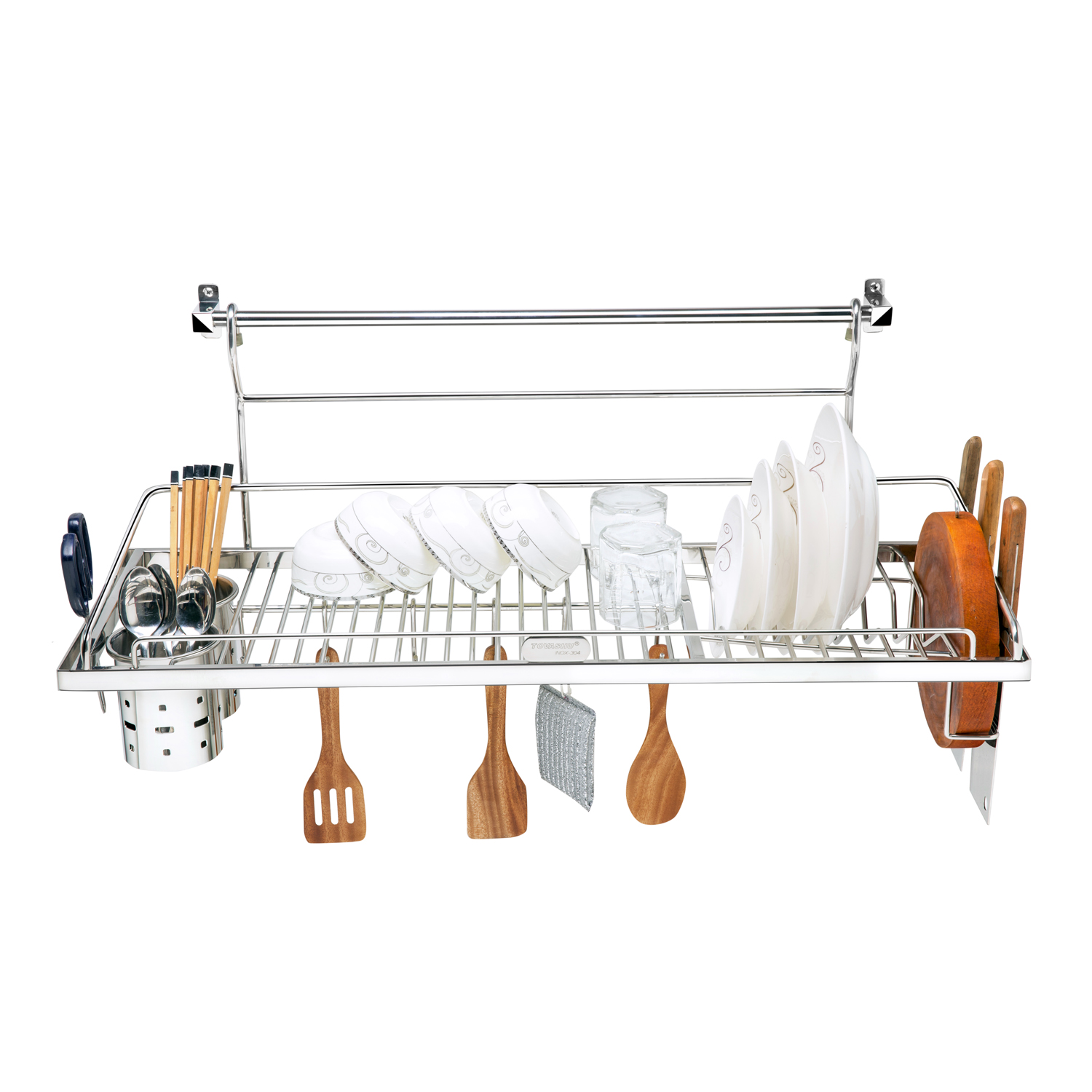 Kệ sóng chén treo inox 304 TOVASHU (kết hợp 4 trong 1) TC1 nhiều kích thước  - 8 tấc