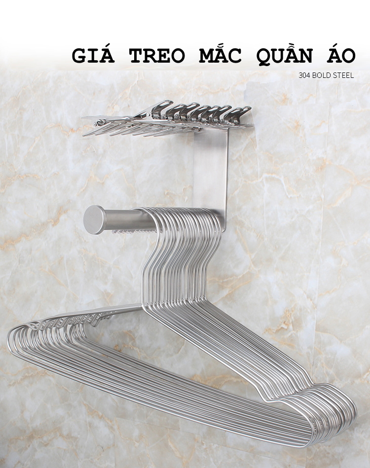 DỤNG CỤ TREO MÓC QUẦN ÁO. Model: MQA001. Inox 304, keo chịu lực. Hàng nhạp khẩu