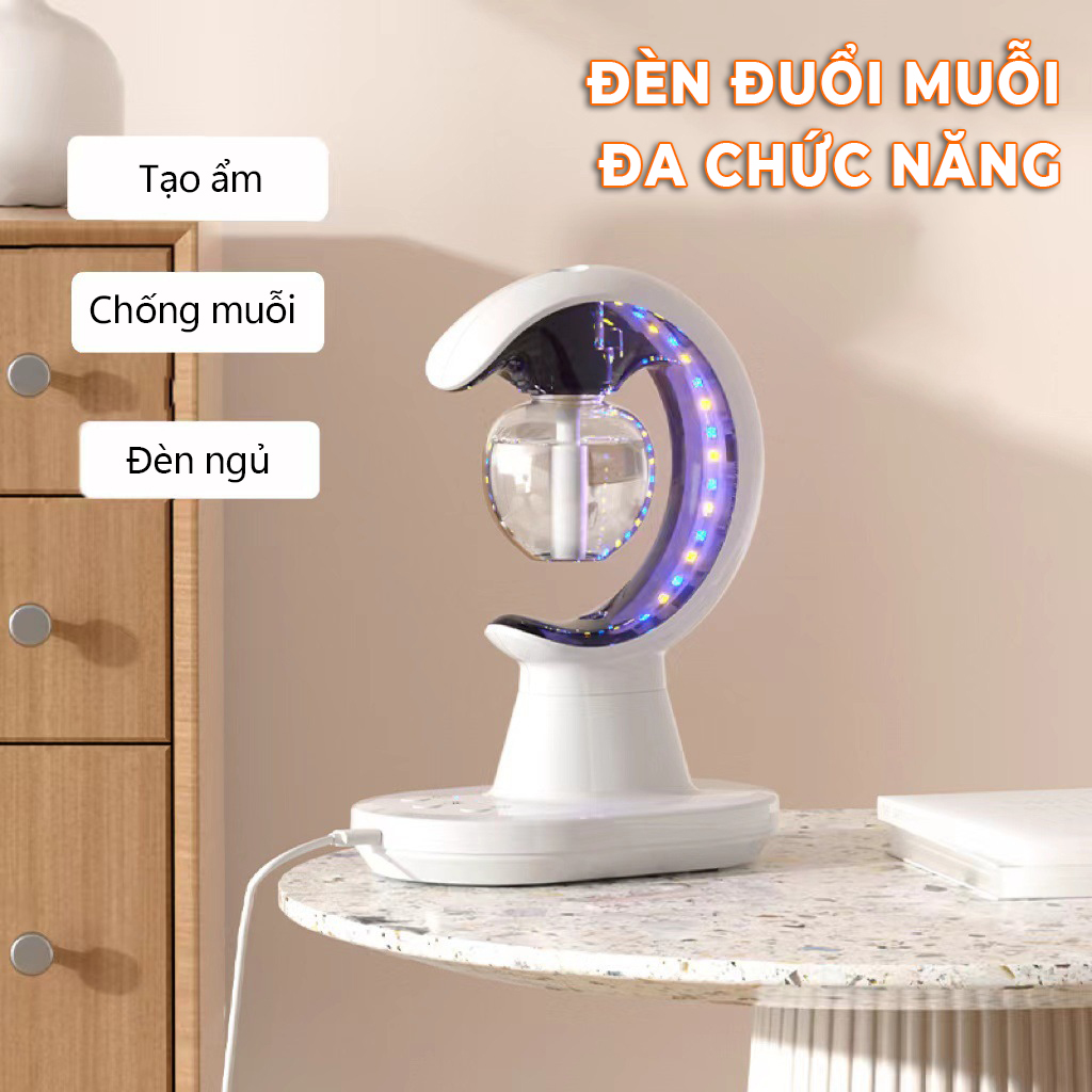 Đèn diệt muỗi đa chức năng - tạo độ ấm xông tinh dầu hình C không khói , an toàn cho mẹ và bé -  K1584