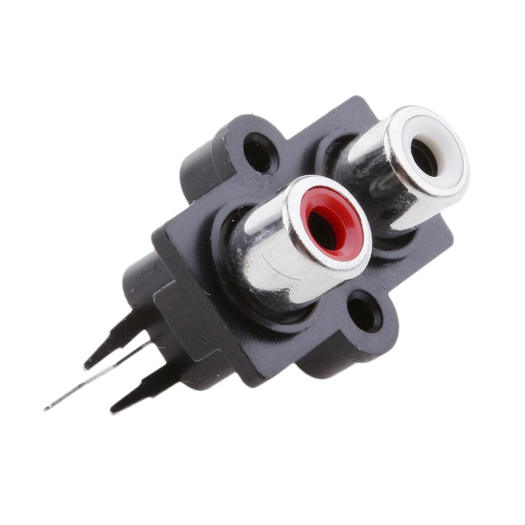 10 Pieces PCB Mount AV Concentric Outlet 2 RCA Female Socket Connector Board