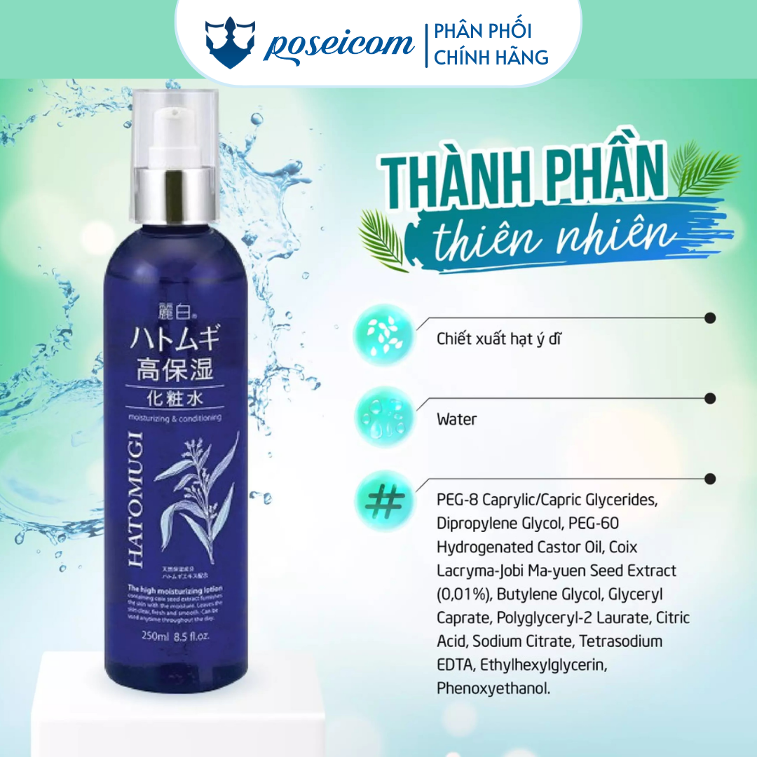 Xịt Khoáng Nước Dưỡng Ẩm Sâu Và Làm Sáng Da Dạng Xịt Reihaku Hatomugi High Moisturizing Lotion 250ml