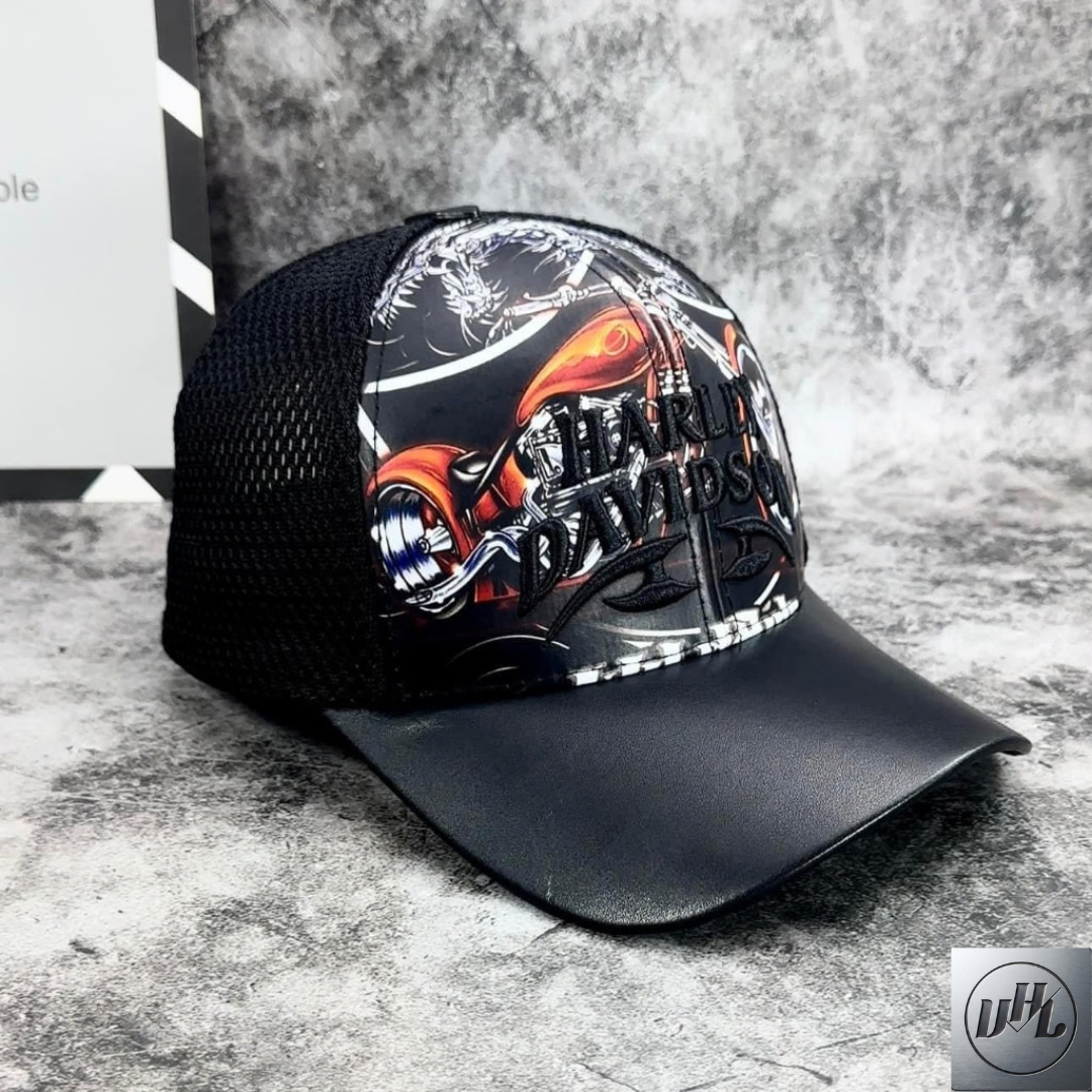 Nón kết, mũ lưỡi trai Harley phối da form chuẩn siêu đẹp (Ảnh thật)