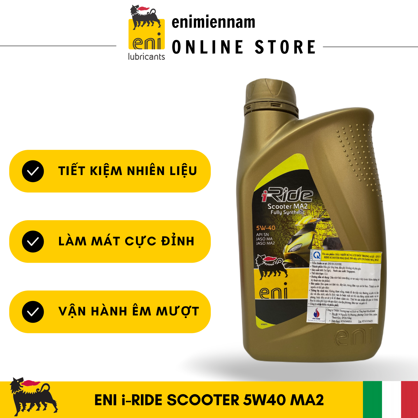 Nhớt xe tay ga Eni I-Ride Scooter MA2 5W40 Fully synthetic