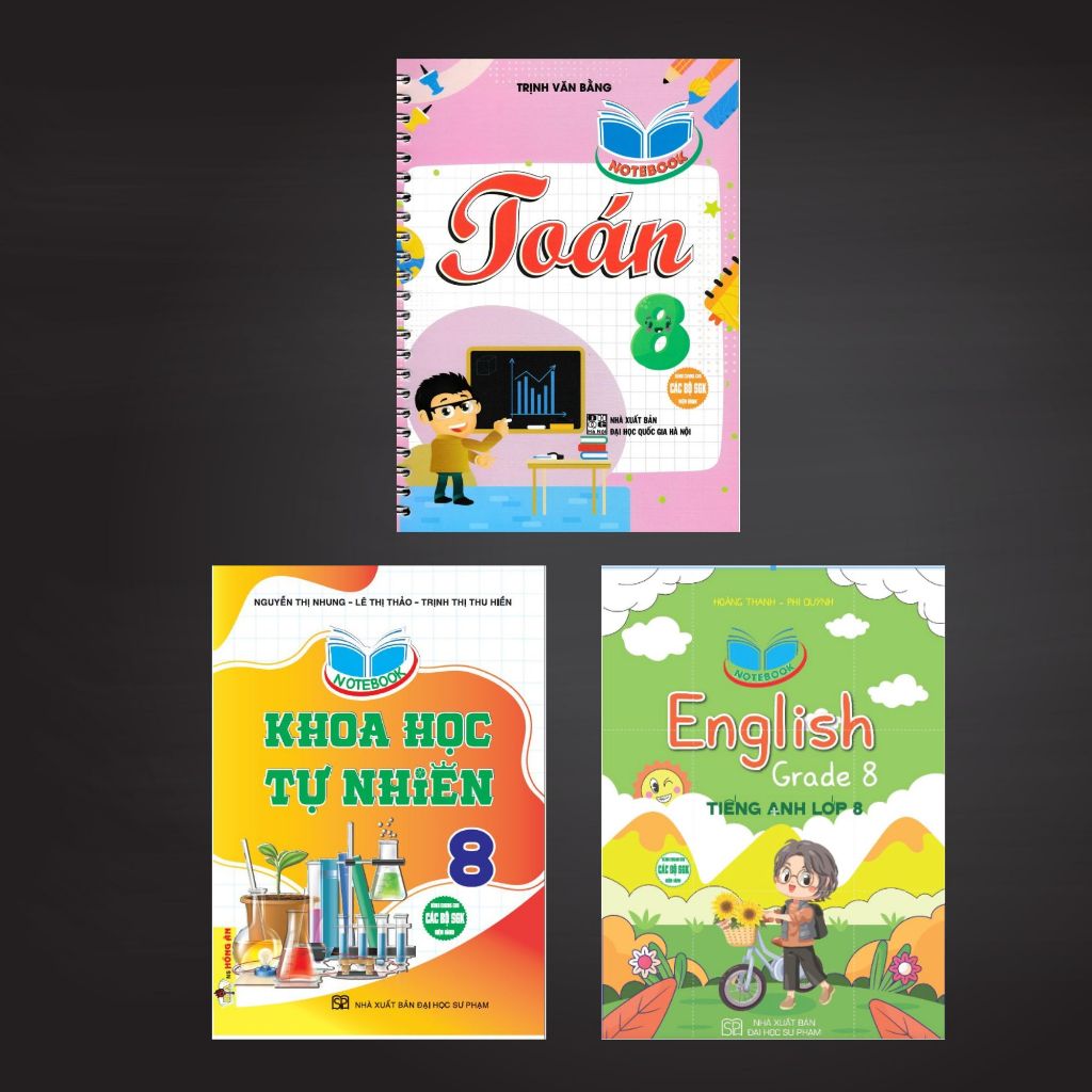 sách - Combo 3 quyển notebook, toán, anh, khoa học tự nhiên lớp 8 (HA)