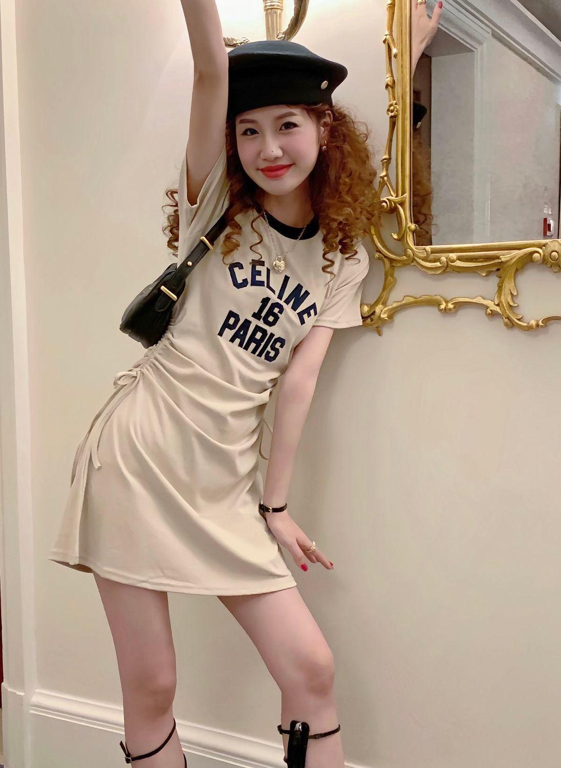 SHUANGYAN Pháp ăn mặc giản dị trăm phù hợp retro học viện phong cách váy đụng màu váy vừa vặn khí chất thắt lưng lộ vẻ gầy in váy