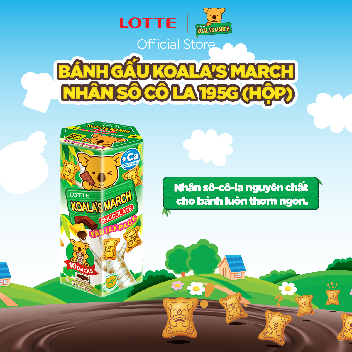 Bánh gấu Koala's March nhân sô cô la 195 g (hộp)