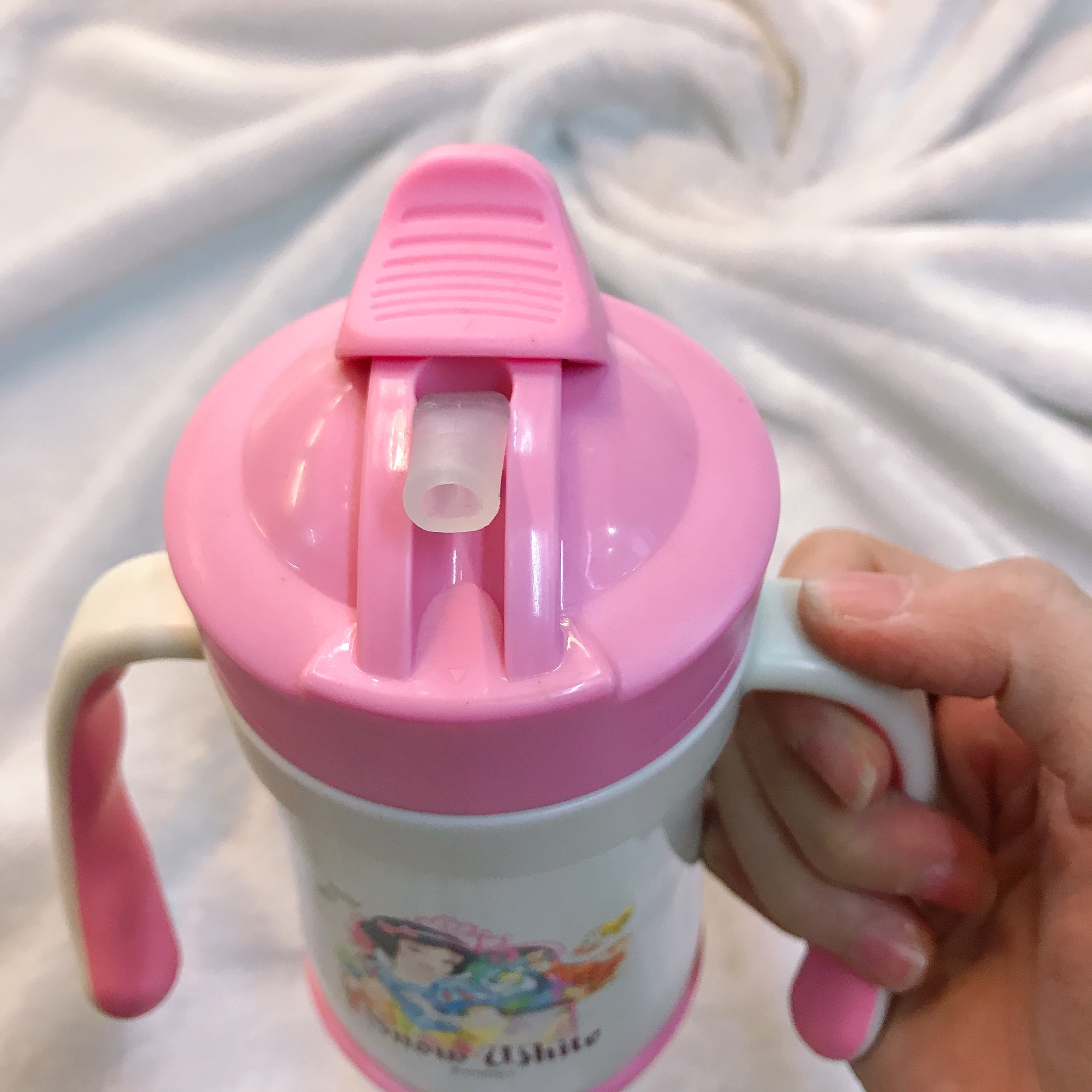 Bình nước giữ nhiệt 2 quai cầm hình công chúa Princess màu hồng nhạt cho trẻ em, các bé, học sinh -  - WD-3226HN