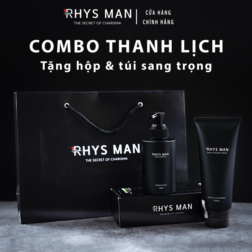 Combo Sữa rửa mặt nam Rhys Coconut Fresh 100ml &amp; Dung dịch vệ sinh nam Rhys Ultimate 100ml - Hàng chính hãng