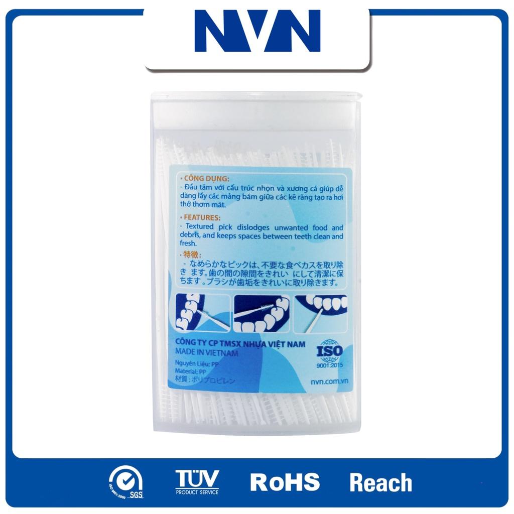 SET 12 Hộp Tăm Nhựa Cao Cấp NVN làm sạch răng miệng, cho hơi thở thơm mát (12 x Hộp 250 tăm)