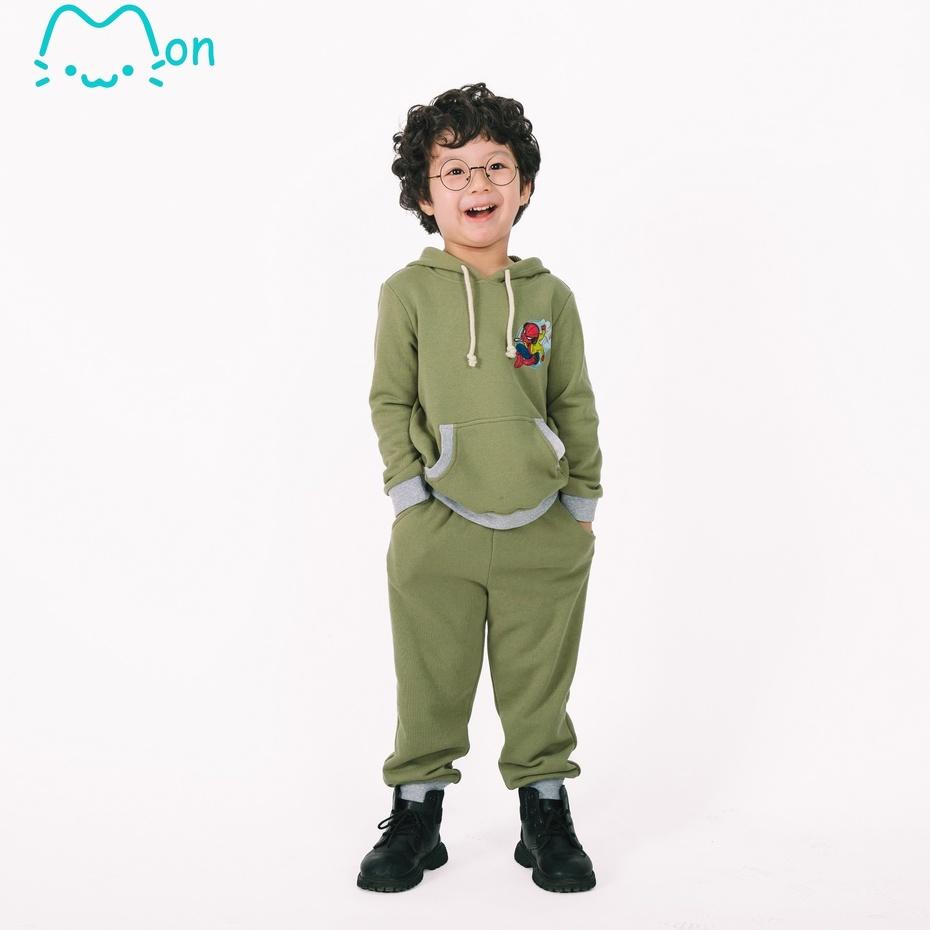 Bộ nỉ hoodie thu đông cho bé trai chất liệu nỉ chân cua cao cấp MonBabies BMNT22W011