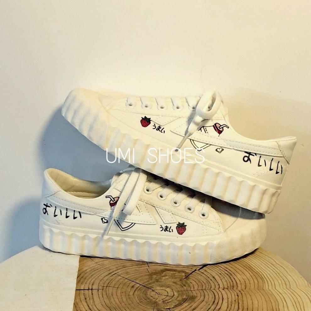 Giày thể thao nữ trắng đế bằng bánh mì basic độn đế cao 3cm vải canvas bata mới hot phong cách ulzzang đẹp cá tính