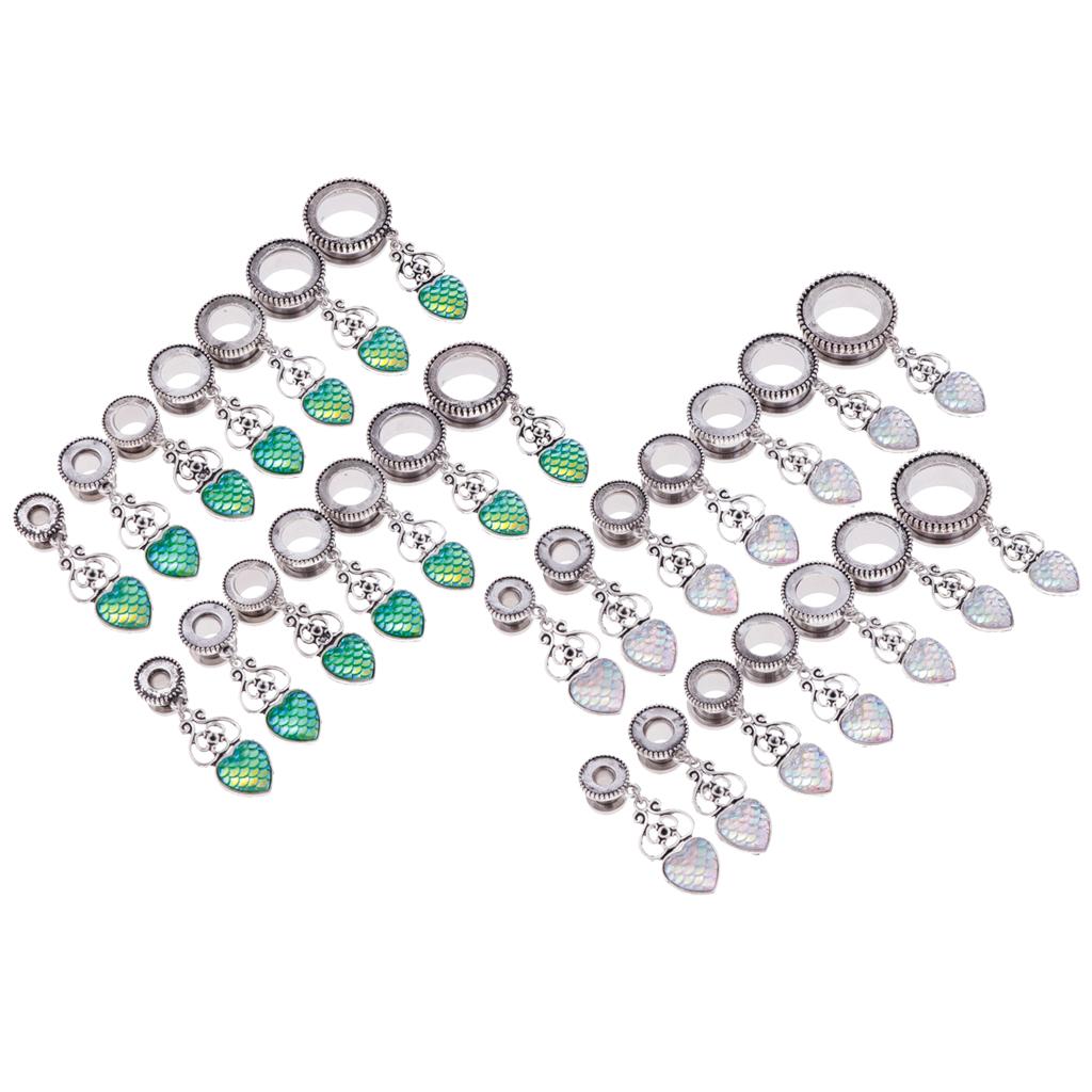 Ear Flesh Tunnels Heart Shape Fish Scale Dangle Ear Piercing Jewelry 6mm
