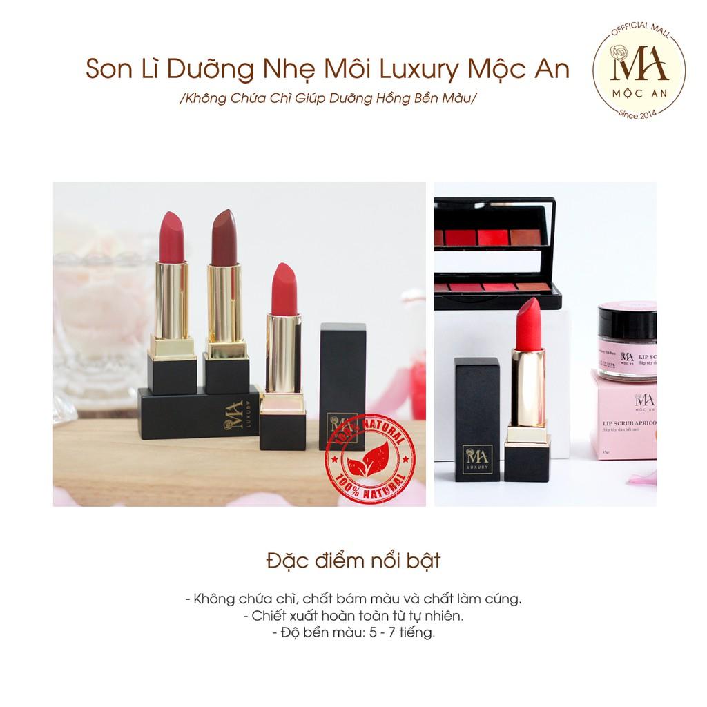 Son Lì Dưỡng Nhẹ Môi Luxury Mộc An Không Chứa Chì Giúp Dưỡng Hồng Bền Màu 4g