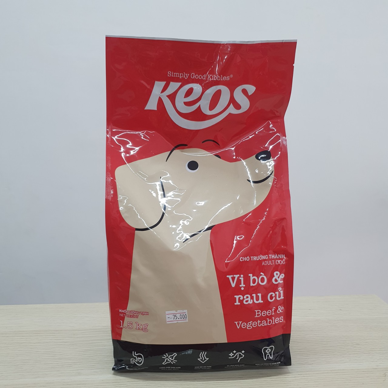Siêu Sale] COMBO 5 gói thức ăn hạt KEOS cho chó lớn vị thịt bò và rau củ gói 400g
