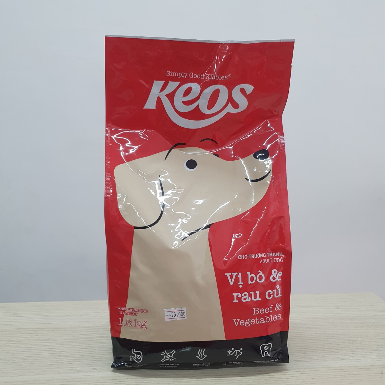 Thức ăn hạt KEOS cho chó lớn vị thịt bò và rau củ gói 400g - 1.5kg