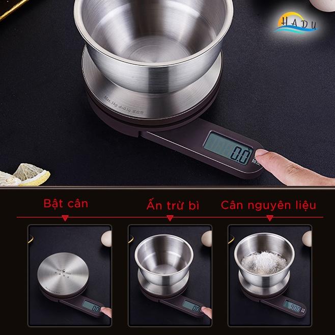 Cân Tiểu Ly Điện Tử Nhà Bếp Mini 5kg 0 01g Cao Cấp Inox 304 Đạt Chất Lượng Đức HADU