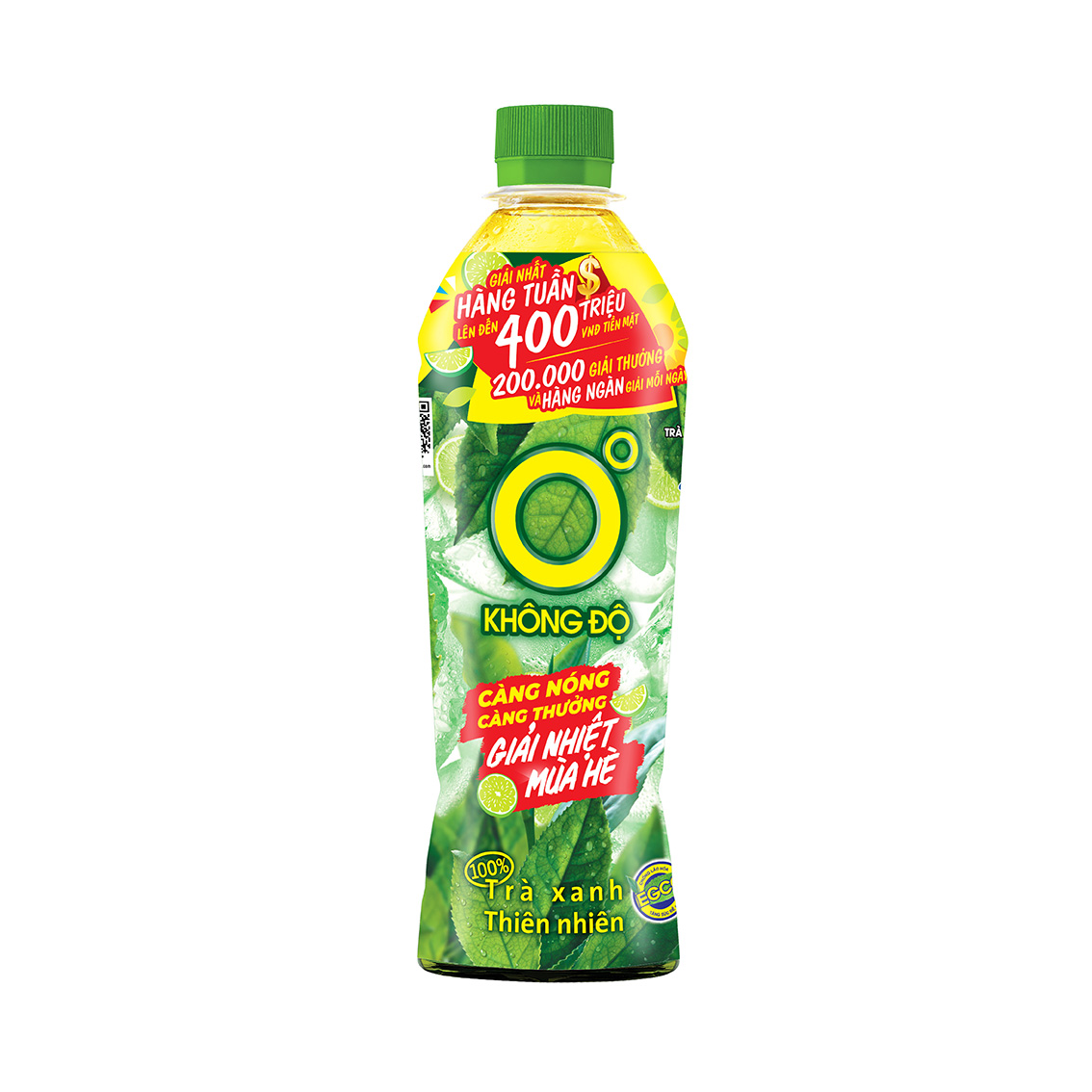Thùng 24 chai Trà xanh vị chanh Không Độ chai PET 455 ml