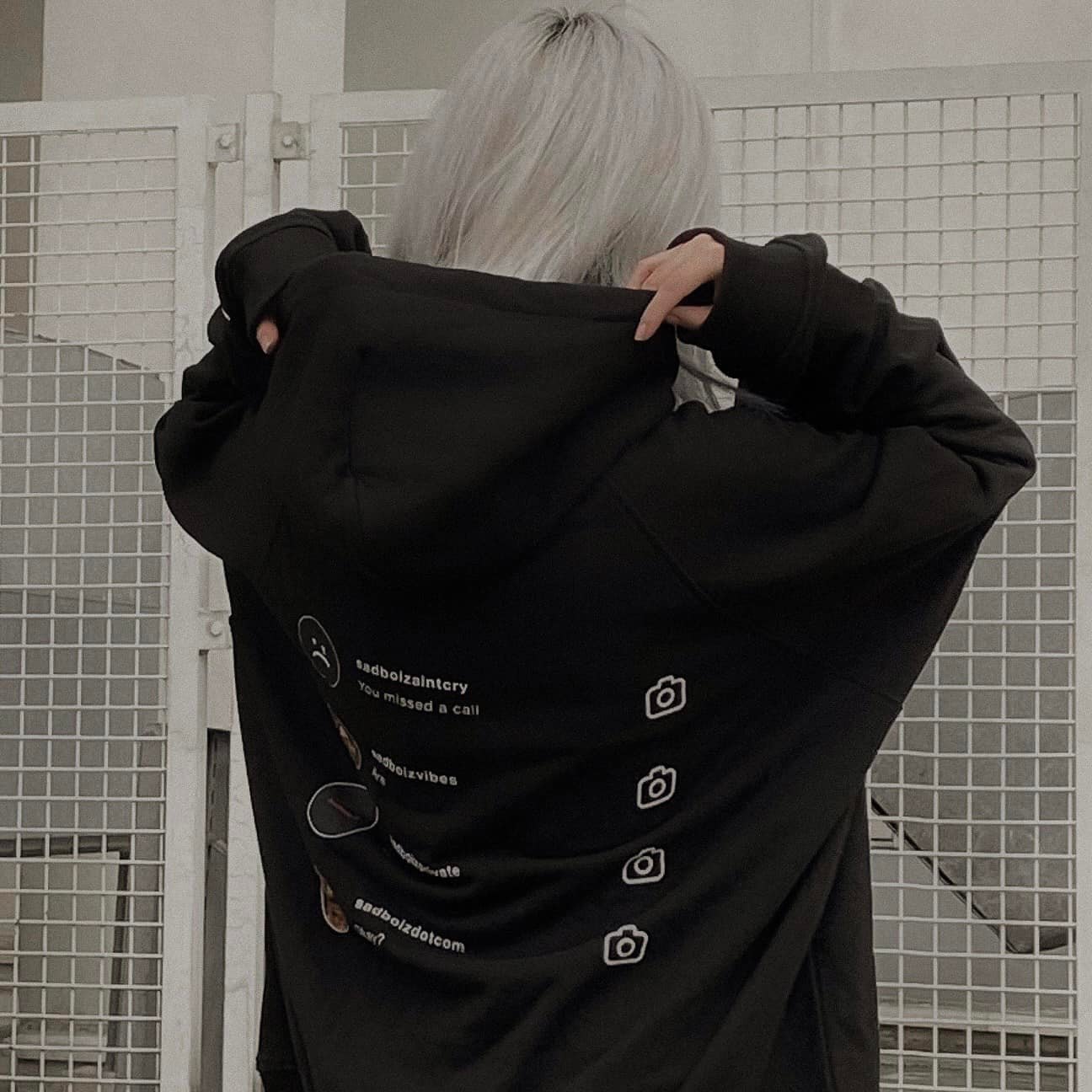 Áo hoodie unisex SADTAGRAM BLACK & GREY Áo khoác nỉ SADTAGRAM BLACK & GREY - Gin Store