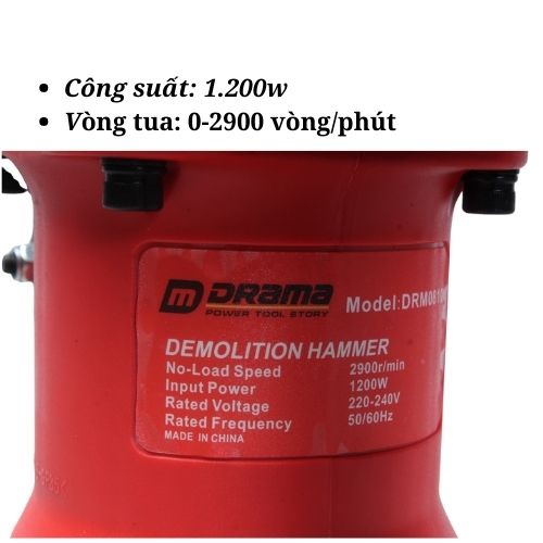 Máy đục bê tông Drama DRM-0810 mũi đục 17mm